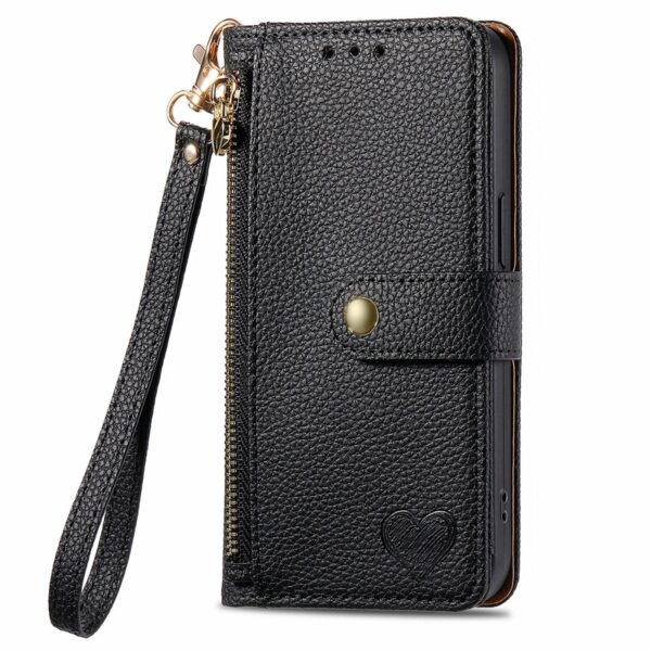For Samsung M14 M34 M54 M55 Zipper Design Wallet case with Rope, Heart Style Pouch Back Cover for Galaxy C55 A25 A55