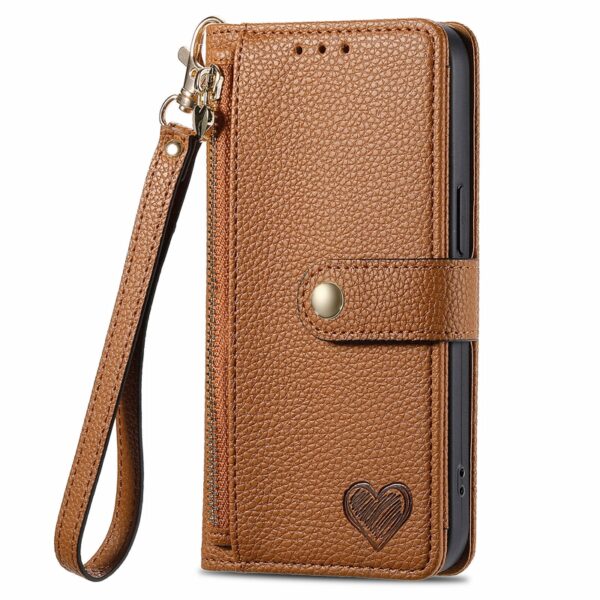 For Samsung M14 M34 M54 M55 Zipper Design Wallet case with Rope, Heart Style Pouch Back Cover for Galaxy C55 A25 A55