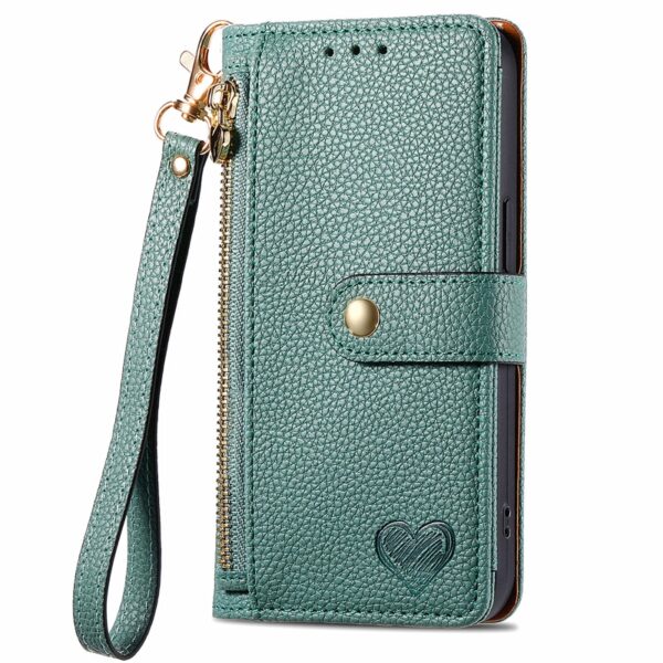 For Samsung M14 M34 M54 M55 Zipper Design Wallet case with Rope, Heart Style Pouch Back Cover for Galaxy C55 A25 A55