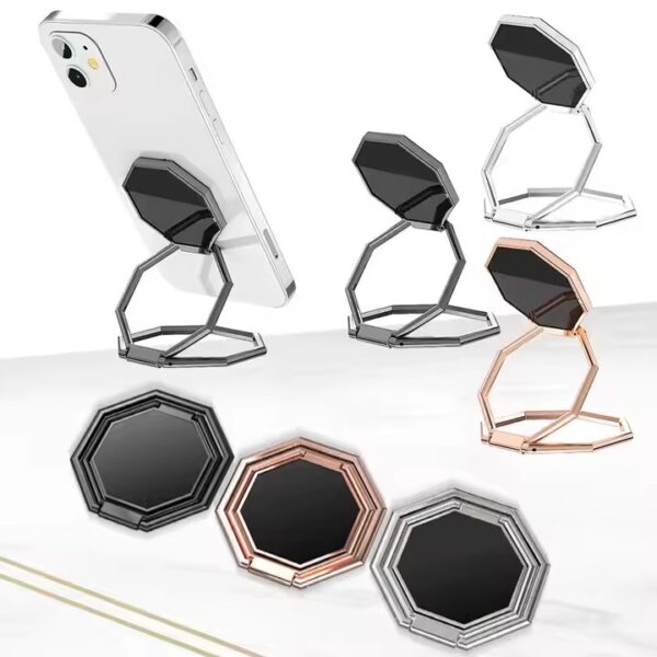 Hidden Folding Finger Grip Phone Holder with Car Magnetic Metal Stand Portable Ring Buckle Stand