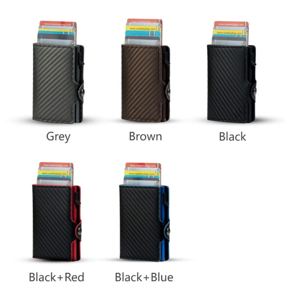 Hot Sale Carbon Fiber Pop up Wallet Cartera Hombre Carbono Anti-theft Anti-rfid Leather Slide Auto Card Holder for Men