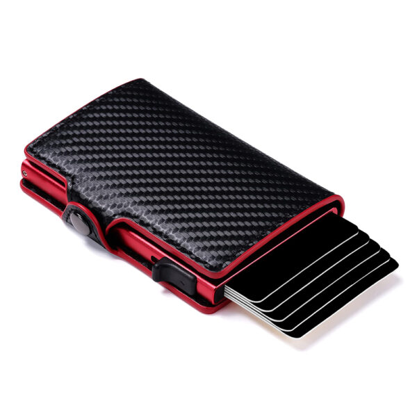 Hot Sale Carbon Fiber Pop up Wallet Cartera Hombre Carbono Anti-theft Anti-rfid Leather Slide Auto Card Holder for Men