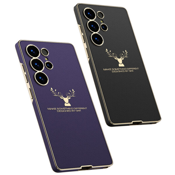 Hot Sales Creative Anti-shock protection Electroplated Phone Cover Leather Deer logo Phone case for Samsung S23 S24 S25 Ultra