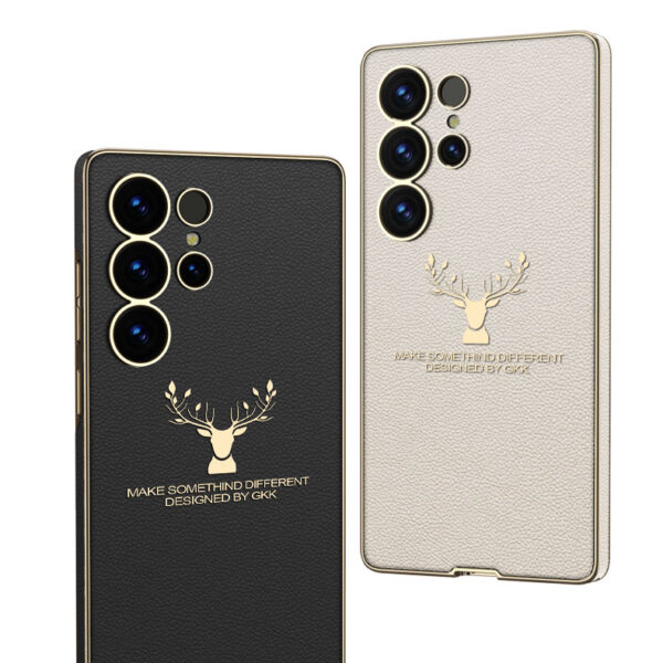 Hot Sales Creative Anti-shock protection Electroplated Phone Cover Leather Deer logo Phone case for Samsung S23 S24 S25 Ultra