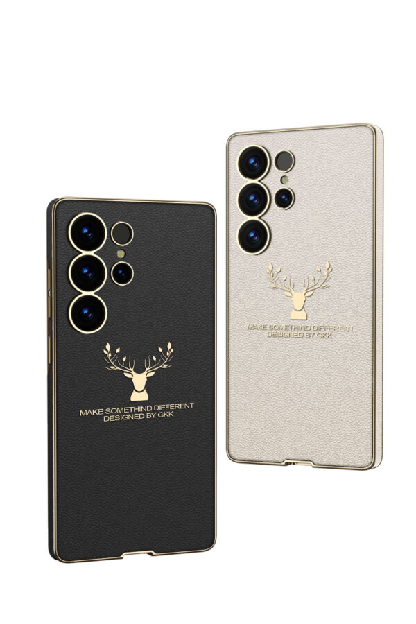 Hot Sales Creative Anti-shock protection Electroplated Phone Cover Leather Deer logo Phone case for Samsung S23 S24 S25 Ultra