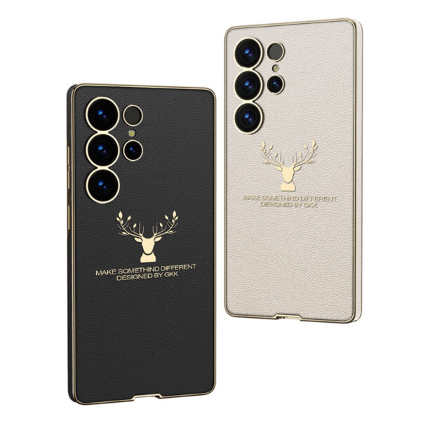 Hot Sales Creative Anti-shock protection Electroplated Phone Cover Leather Deer logo Phone case for Samsung S23 S24 S25 Ultra