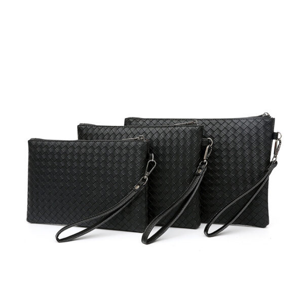 Large Capacity Long Wallet Soft Leather Woven Business Envelope Clutch Bag Hand Bag for Men