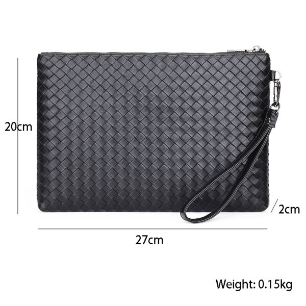 Large Capacity Long Wallet Soft Leather Woven Business Envelope Clutch Bag Hand Bag for Men