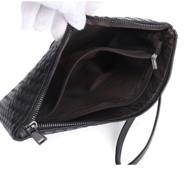 Large Capacity Long Wallet Soft Leather Woven Business Envelope Clutch Bag Hand Bag for Men