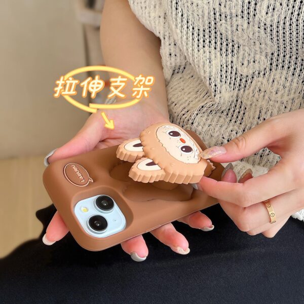 Latest Hot Selling for iPhone 16 Silicone Case Cute 3D Cartoon Stretch Bracket Phone Covers Designer Custom Labubu Phone Case