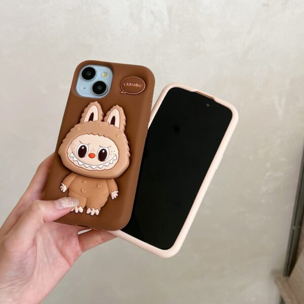 Latest Hot Selling for iPhone 16 Silicone Case Cute 3D Cartoon Stretch Bracket Phone Covers Designer Custom Labubu Phone Case