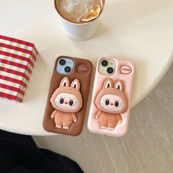 Latest Hot Selling for iPhone 16 Silicone Case Cute 3D Cartoon Stretch Bracket Phone Covers Designer Custom Labubu Phone Case