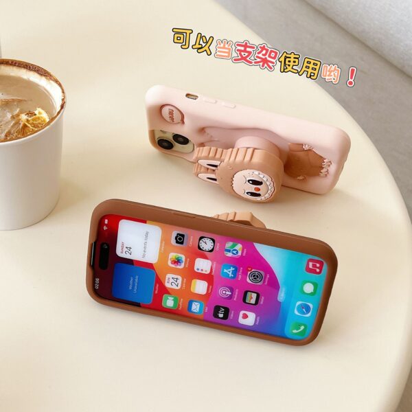 Latest Hot Selling for iPhone 16 Silicone Case Cute 3D Cartoon Stretch Bracket Phone Covers Designer Custom Labubu Phone Case