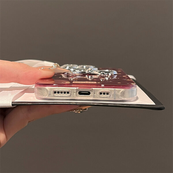 Luxury 3D Bowknot Floral Red Phone Case for iphone 16 15 14 13 12 Pro Max 11 XR Girl Glitter Camera Protector Soft Cover Shell