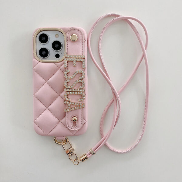 Luxury Design Custom Letter Name Phone case Crossbody PU Leather Mobile Cell Phone Case for iphone 12 13 14 Pro Max