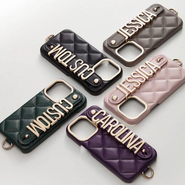 Luxury Design Custom Letter Name Phone case Crossbody PU Leather Mobile Cell Phone Case for iphone 12 13 14 Pro Max