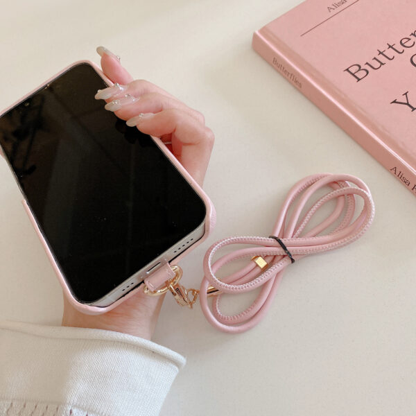 Luxury Fashion PU Leather Metal Letter Custom Lanyard Mobile Phone case Suitable for IPhone15 14 13 Diamond Pattern Card Holder