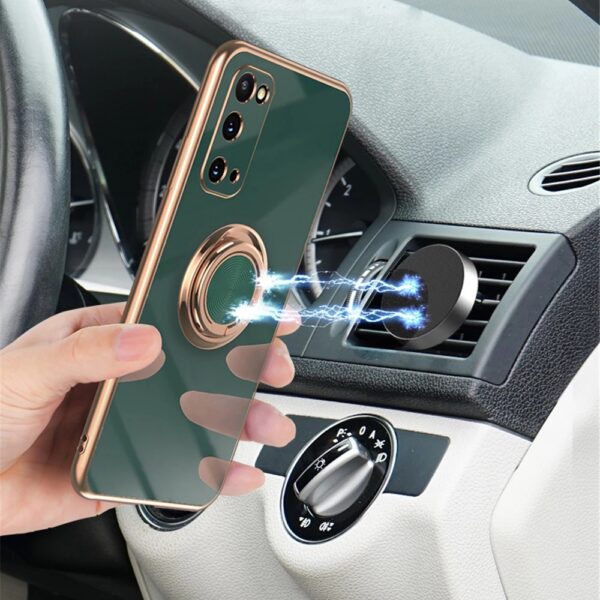 Luxury Soft Silicone Case for Samsung Galaxy A32 A52 A72 S21 S20 FE Ultra Note 10 20 Plus Plating Stand Metal Ring Holder Cover