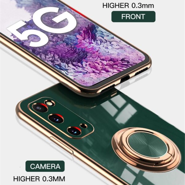 Luxury Soft Silicone Case for Samsung Galaxy A32 A52 A72 S21 S20 FE Ultra Note 10 20 Plus Plating Stand Metal Ring Holder Cover