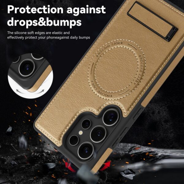 Luxury Wireless Charging Leather Phone Case for Samsung S22 S23 Plus S24 S25 Ultra With Stand Magnetic Shockproof Back Cover
