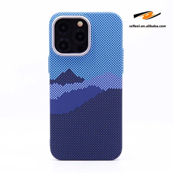 Metal PC Magnetic Carbon Fiber Cloud Patter Plaid Design Personalized Phone Case for iPhone 15 14 13 12 Pro Max Textured Shell