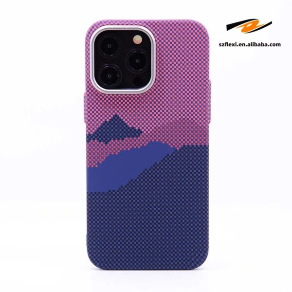 Metal PC Magnetic Carbon Fiber Cloud Patter Plaid Design Personalized Phone Case for iPhone 15 14 13 12 Pro Max Textured Shell