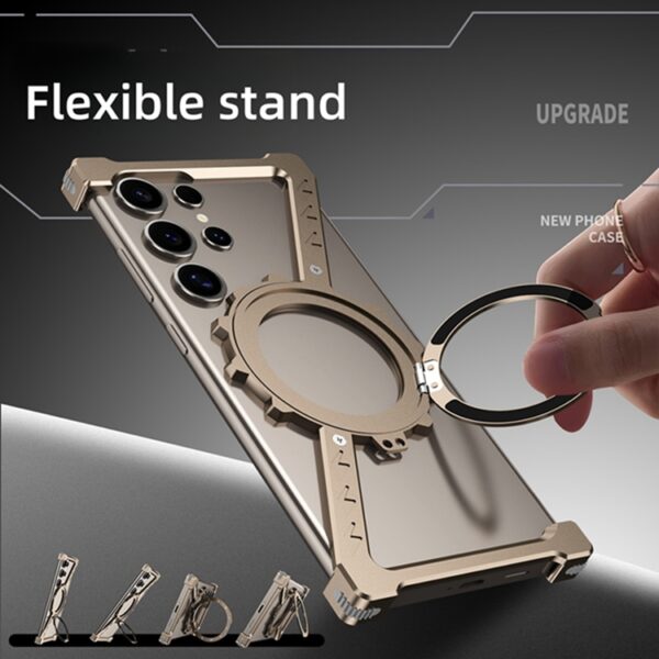 New Year Gifts Anti-Fall Airbag 360° Rotating Magnetic Holder Unique Shape Metal Protective Case for Samsung S24 Ultra Case