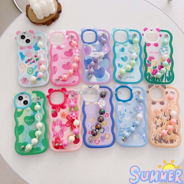 Newest Multi Color Wrist Strap Design 2.0mm Thickness Flower Printing TPU Mobile Phone Cover Case for Realme C2 C55 10