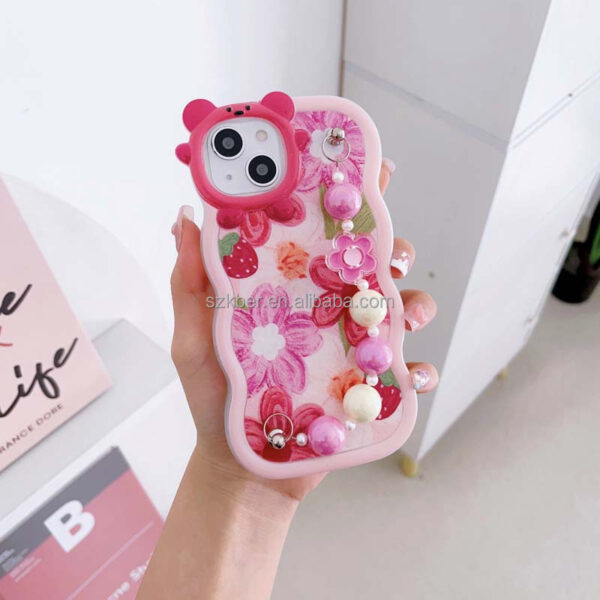 Newest Multi Color Wrist Strap Design 2.0mm Thickness Flower Printing TPU Mobile Phone Cover Case for Realme C2 C55 10