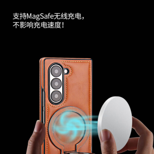 Racket Holder Creative Leather Case Magnetic Suction Anti Fall for Samsung Z Fold 6 Phone Case Suitable for Samsung Z Fold 5 4 3