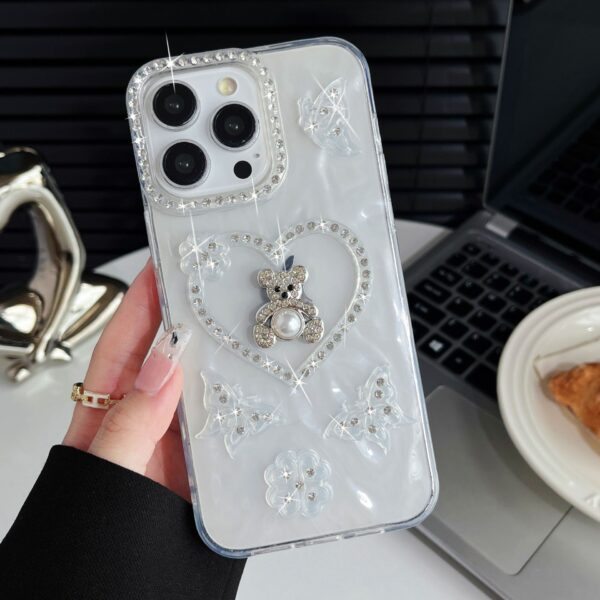 Smart Mirror Heart Pattern Phone Bag Case Mobile Cover for Iphone 16 15 14 13 12 11 Pro Max