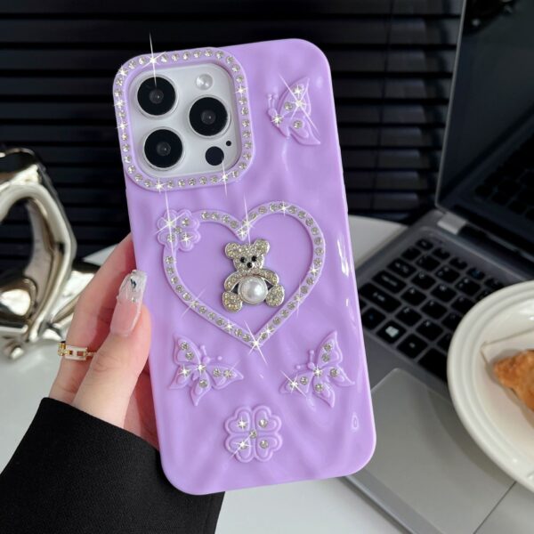 Smart Mirror Heart Pattern Phone Bag Case Mobile Cover for Iphone 16 15 14 13 12 11 Pro Max