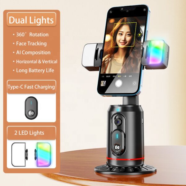 UNIEAN 360 Rotation Phone Holder Auto Face Tracking Gimbal Stabilizer Camera AI Tripod Selfie Stick Phone Shooting Face Remote