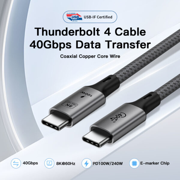 UNIEAN Factory Wholesale 2M 3M Usb Cable 4K8k 240W Type C Usb Fast Charging Cable 40Gbps USB C Data Cables for iphone