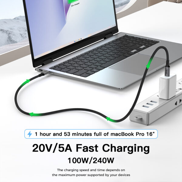 UNIEAN Factory Wholesale 2M 3M Usb Cable 4K8k 240W Type C Usb Fast Charging Cable 40Gbps USB C Data Cables for iphone
