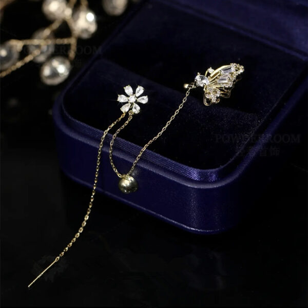 2025 Fancy Luxury Jewelry No Piercing Crystal Flower Ear Clip Glitter Iced Out Cubic Zirconia CZ Butterfly Ear Cuff Earrings