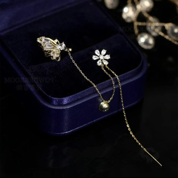 2025 Fancy Luxury Jewelry No Piercing Crystal Flower Ear Clip Glitter Iced Out Cubic Zirconia CZ Butterfly Ear Cuff Earrings