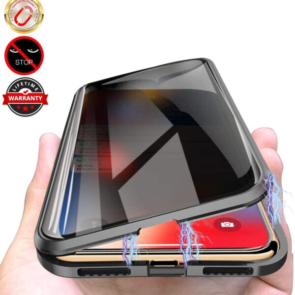 Anti Peep Privacy Case Bumper Full Cover Protective Phone Case Tempered Glass Anti Spy Magnetic Metal for Iphone 11 Glass Case