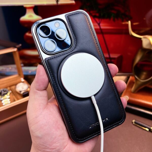 Authentic Leather Tactile Feel Applicable to 16promax Phone Case Magnetic Rotating Bracket Iphone15pro