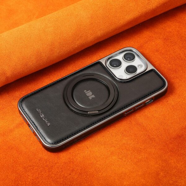 Authentic Leather Tactile Feel Applicable to 16promax Phone Case Magnetic Rotating Bracket Iphone15pro