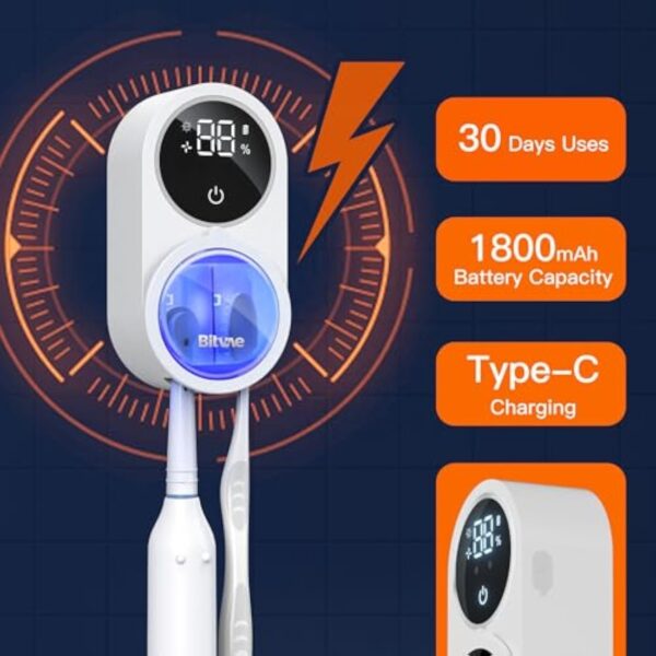 Bitvae BV X122 Toothbrush Cleaner LED Smart Screen Rechargeable Wall Mount Toothbrush Holder for Bathrooms