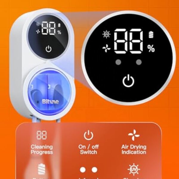 Bitvae BV X122 Toothbrush Cleaner LED Smart Screen Rechargeable Wall Mount Toothbrush Holder for Bathrooms