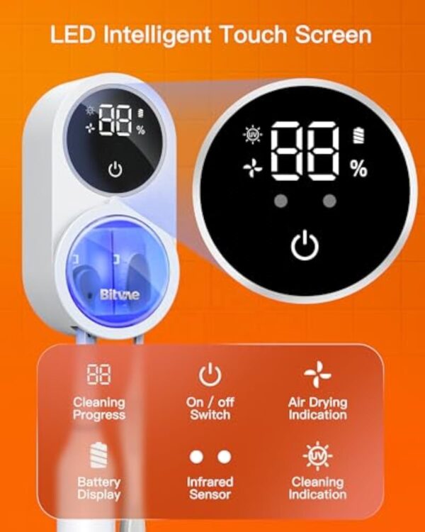 Bitvae BV X122 Toothbrush Cleaner LED Smart Screen Rechargeable Wall Mount Toothbrush Holder for Bathrooms