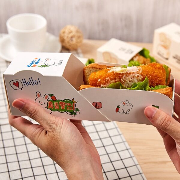 Catering Commercial Sandwich Toast Boxes Customize Food Paper Sandwich Packaging Box
