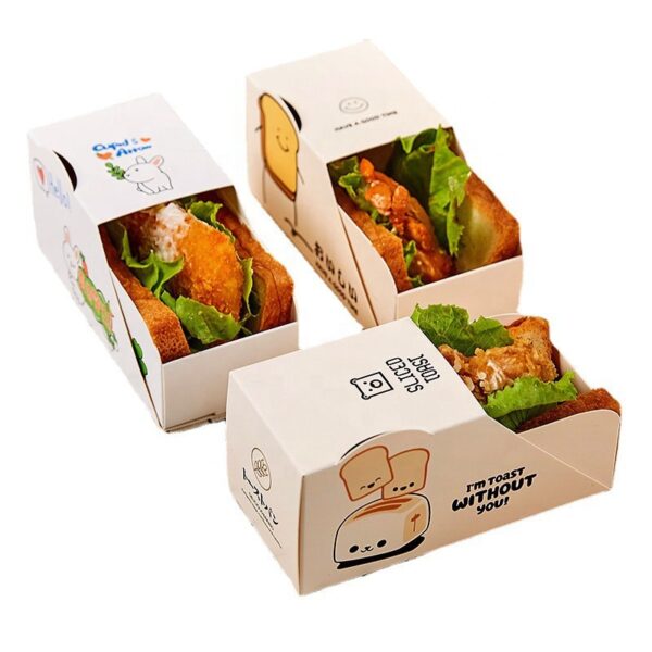 Catering Commercial Sandwich Toast Boxes Customize Food Paper Sandwich Packaging Box