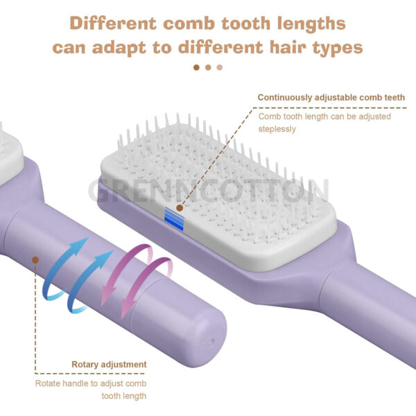 Custom Logo Self Cleaning Hair Brush for Women 3D Air Cushion Massage Anti-Static One-click Rotating Telescopic Cleaning Comb