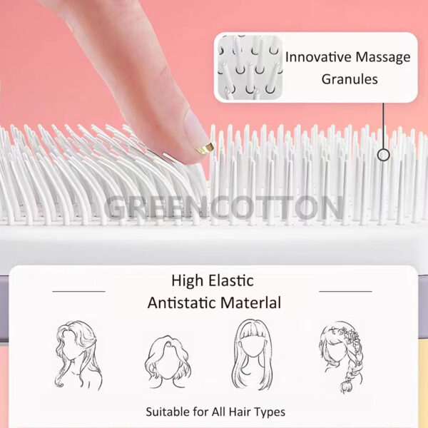 Custom Logo Self Cleaning Hair Brush for Women 3D Air Cushion Massage Anti-Static One-click Rotating Telescopic Cleaning Comb