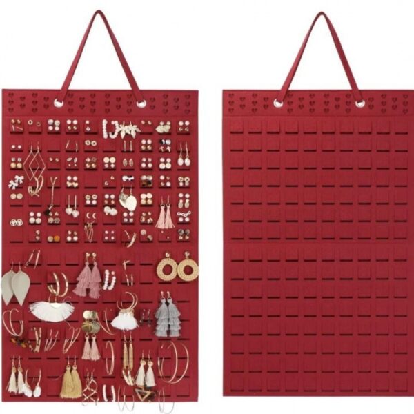Fashionable Large Felt Wall Mount Earring Necklace Organizer Hanging Display Storage Bag