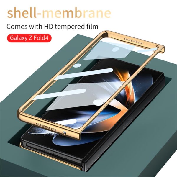 GKK Electroplated Glass Mobile Phone Cases for Samsung Galaxy Z Fold 4/3/2 Pure Color ultra Thin Cases