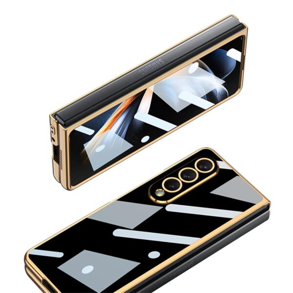 GKK Electroplated Glass Mobile Phone Cases for Samsung Galaxy Z Fold 4/3/2 Pure Color ultra Thin Cases